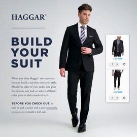 Haggar Men's J.M.H. Premium Classic Fit Suit Separates - Pants & Jackets, Black - Pant, 42x30
