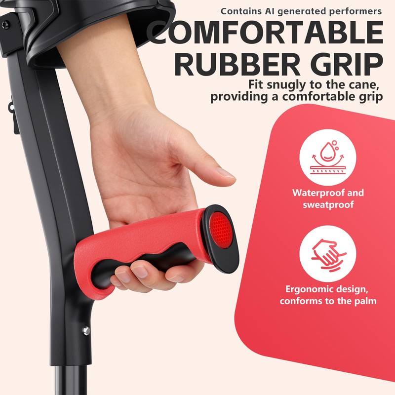 Foldable Forearm Crutches for Adults Ergonomic Handgrips Quad Base