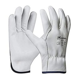 Gebol Driver | High Resistance Leather Work Gloves | Leather Gloves for Men and Women | Size M (Size 8) | White | 1 Pair