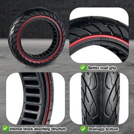 KTUMININV 60/70-6.5 Scooter Tire 10x2.5 Inch Tubeless Solid Rubber Tire for Hiboy S2 MAX Segway Ninebot MAX G30/G30LP/G30P Gotrax G5/G6 Electric Scooter Replacement Wheels Front or Rear 2 PCS (Red)