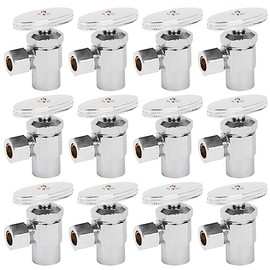 Homewerks 638 5300X 1/2" SWEAT x 3/8" OD Comp Multi-Turn Angle Shut Off Valve, Chrome w/Extension Tube and Flange, 12 Pack