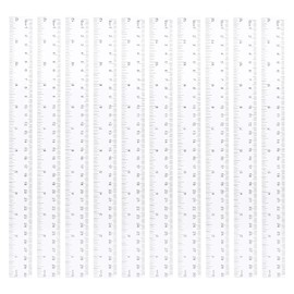 Pack of 10 Rulers 30 cm, Transparent Ruler 30 cm, Straight Plastic Rulers with Metric Inch Scale, Embossed Centimetre Graduation Rulers, Rulers for Home Office and Primary School