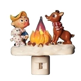Roman Rudolph and Elf Friend 4.5 Inch Polyresin Swivel Plug Flickering Night Light