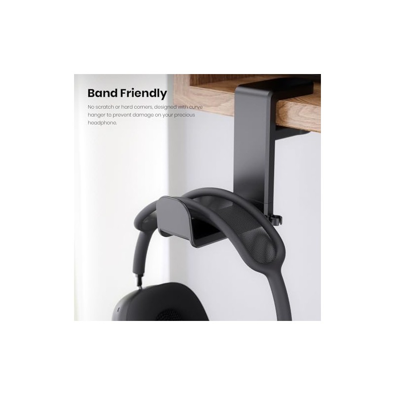 Adjustable Rotating Headphone Stand with Cable Organizer - Black