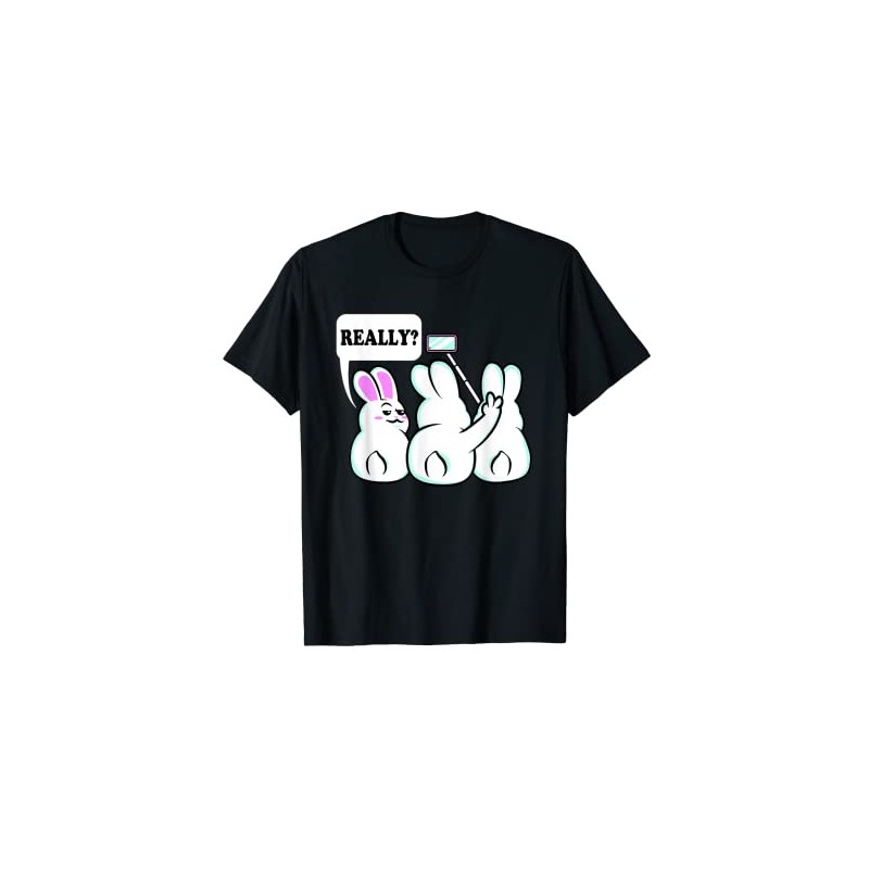 Funny Bunny Ears Selfie Cute Rabbits Photo T-Shirt