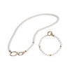IDOKAWA White Pearl Strands Necklace Gold Link Combo Set for