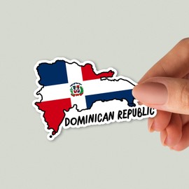 Squiddy Dominican Republic Map with Flag - Vinyl Sticker Decal for Phone, Laptop, Water Bottle - 3"