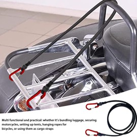 Bungee Cords with Carabiner | Outdoor Carabiner Elastic Rope - Black Camping Accessories, Thickened Elastic Straps for Bicycles, Cars