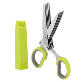 Emoly Herb Scissors, Multipurpose 5 Blade Kitchen Cutting Shear with Safety Cover and Cleaning Comb