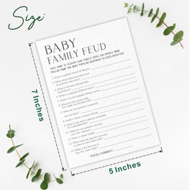 Minimalism Baby Shower Game Kits - Baby Family Feud - Pearl White - 30 Fill In Game Cards & 1 Answer Card, Gender Reveal, Baby Announcement, Party Favor & Decor - A05