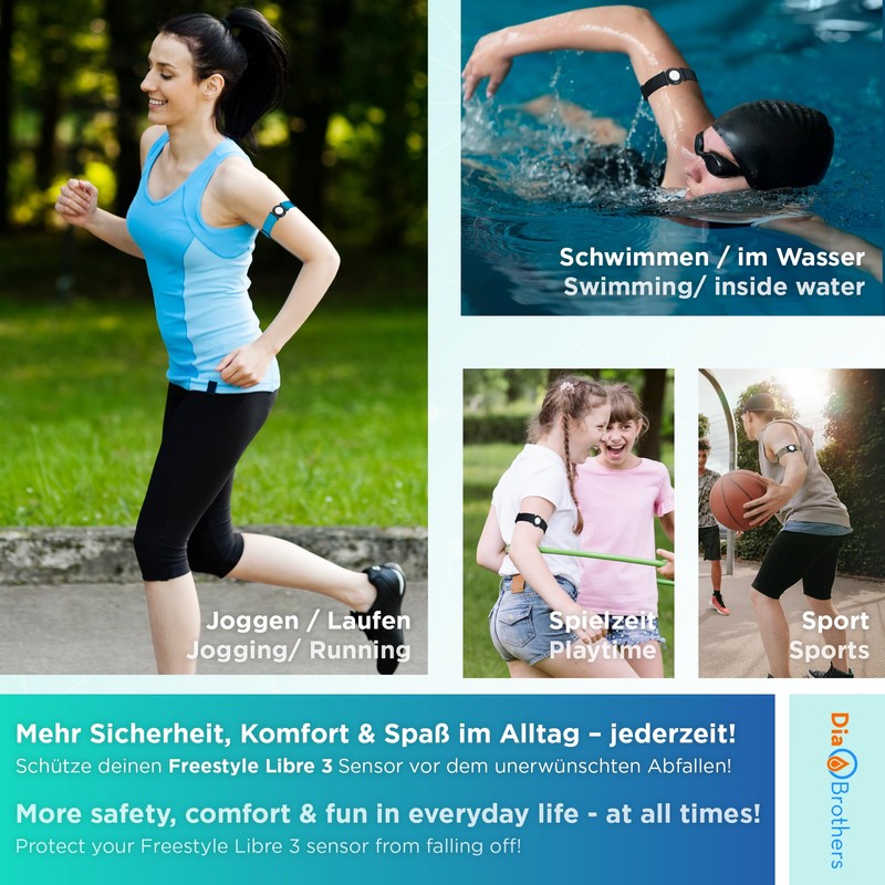 DiaBrothers Freestyle Libre 3 Fixation Strap Holder with Adjustable Bracelet