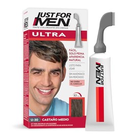 Just For Men Ultra, Tinte para Canas Castaño Medio U30 con Cepillo de Fácil Aplicación, 35g