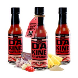 Da Kine Hawaiian Gourmet Pineapple Hot Sauce - Vegan & Gluten-Free, Crafted in Small Batches, Sweet with a Spicy Kick, Ideal for Dipping, Drizzling & Dressings, Meat Tenderizer - 5 fl. oz. (Hot Sauce 3-Pack)