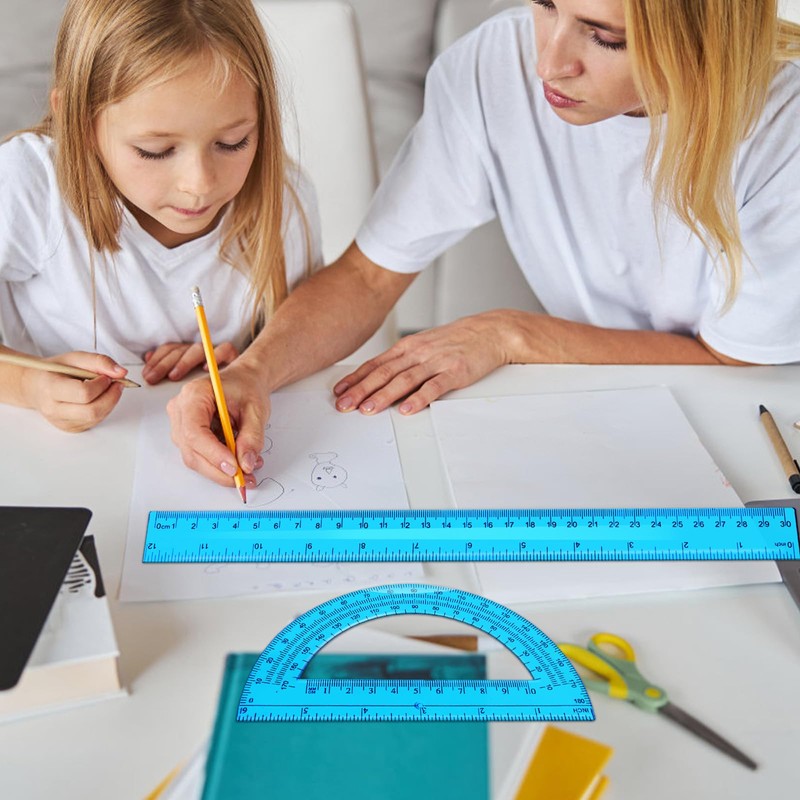Tdfronien 2 Packs 12 Inch Plastic Ruler and 6 Inch