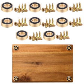 Yaocom 8 Pcs Brass Cutting Board Feet with Nonslip Pads Board Feet Legs with Silicone Rubber and Screws for Kitchen Unfinished Cutting Kit, 1.18 x 0.39 Inch