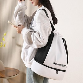 Unisex Dry/Wet Separation Swim Backpack - Sports Training Beach Bag Waterproof Bag Black (Premium Texture) 2ea