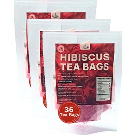 36 Hibiscus Tea Bags Powder, 2.54 oz, Tea for Iced & Hot Beverage, 100% Natural Loose Leaf Hibiscus Powder - No sugar, Caffeine-Free, Vegan, Aromatic & Freashy (3)
