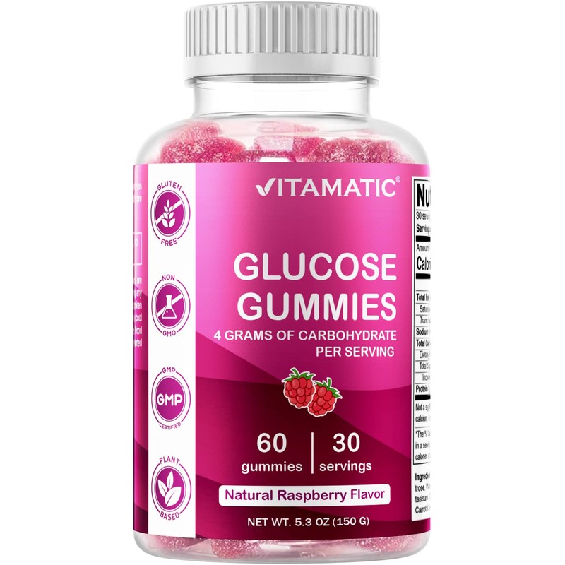 Vitamatic Glucose Chweble Gummies - 60 Count - Natural Raspberry