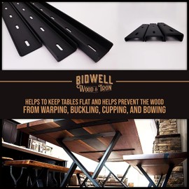 Bidwell Wood & Iron C-Channel Table Brace 2.0 – 44” Hidden Steel Support for Live Edge or Glue-Up Wood Tops – Heavy-Duty 3/4” Leg Steel Tabletop Stabilizer – Single Piece