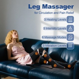 Aserbene Leg Massager, Leg Compression Massager with Heat and Vibration, Foot and Leg Massager for Circulation and Relaxation, Gift for Women Men Mom Dad