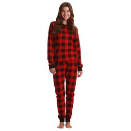 Just Love Printed Thermal Crew Neck Pajamas Set 6874-10195-RED-XL