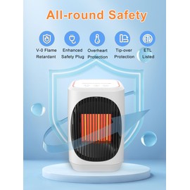 iFTY Small Space Heater for Indoor Use, Portable Electric Heaters with 3 Modes, 70° Oscillation, Remote Control, Overheating Protection, 1500W PTC Ceramic Fast Safety Heating For Bedroom Office Desk