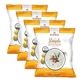 READYWISE - Simple Kitchen, Potato Chowder Soup, 18 Servings Per Pack, MRE, Gluten Free, & Vegetarian, Hiking, Camping Essentials, Food, Soup Mix, for Events, Restaurants, Emergency Food Supply, Meal Prep, or Daily Use, Pack of 4