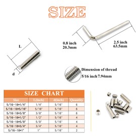 Matrelt 32pcs 5/16-18 7 Sizes Hex Socket Set Screws Assortment Kit, 304 Stainless Steel Cup Point Grub Screw for Bathroom Fixtures Door Handles Stripper Pole Rack Screws Precision Instrument ETS