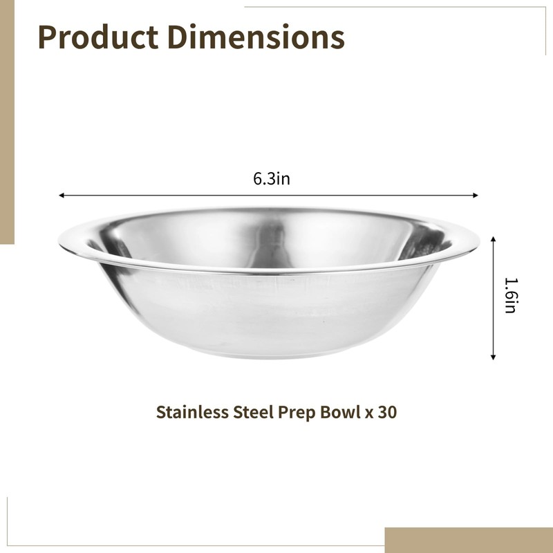 Anjetan 30 PCS Stainless Steel Prep Bowls, Heavy Duty Mixing