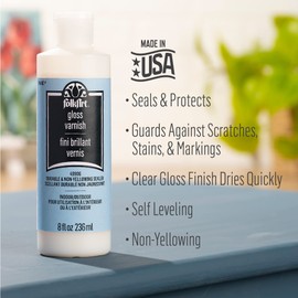 FolkArt Acrylic Paint Finishes, 8 fl oz Premium Gloss Varnish, Perfect for Easy to Apply DIY Arts and Crafts, 49906, White