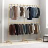 FONECHIN Industrial Pipe Clothing Rack, Double Rod Clothes Rack for