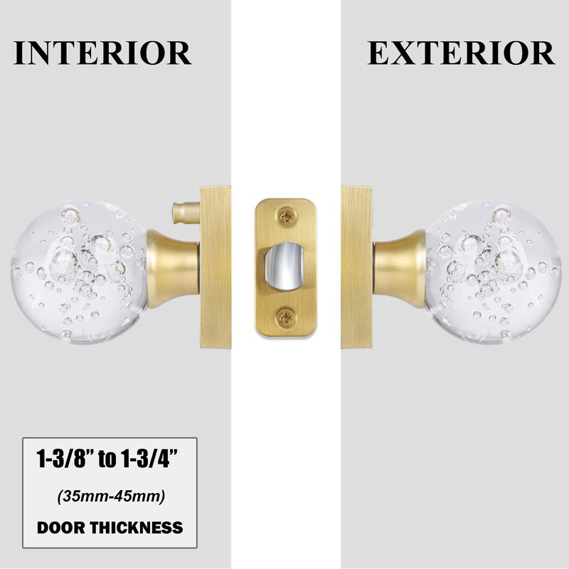HIEMEY Glass Door Knobs Interior, Crystal Door Knobs with Lock,