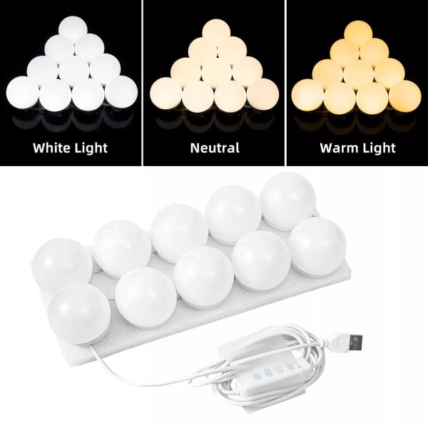 CLG 10 Bulbs LED Vanity Dimmable Mirror Lamp Lights Kit