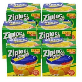 Asahi Kasei Home Products Ziploc Screw Lock, 16.6 fl oz (473 ml), Pack of 2 x 6 Pieces