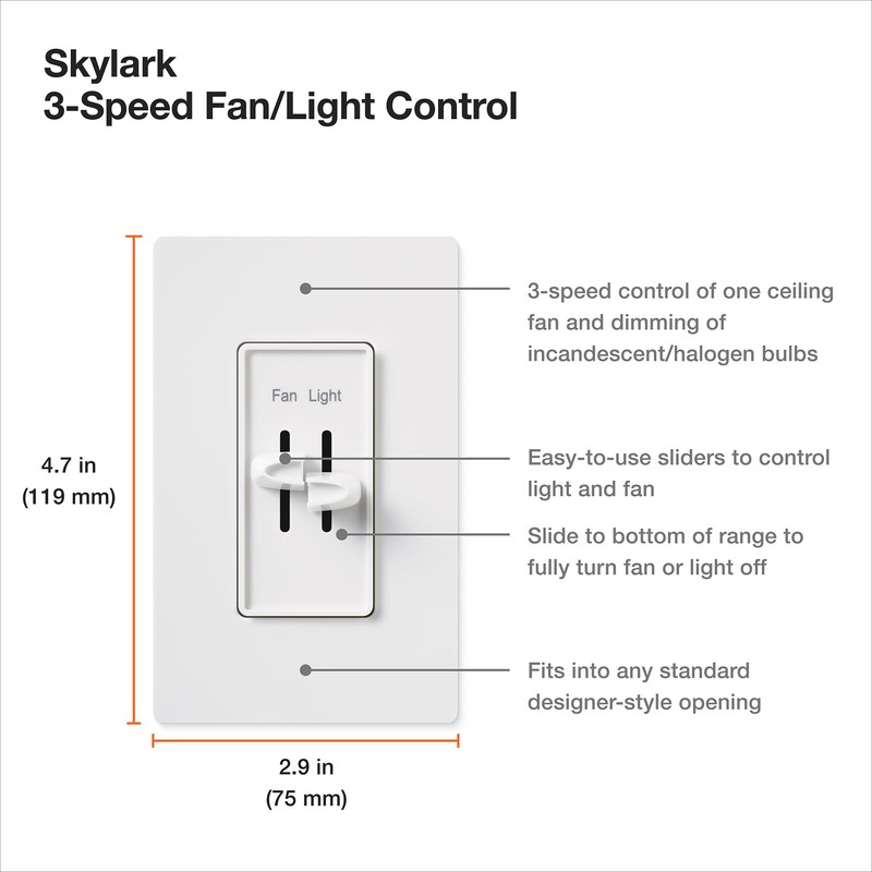 Lutron Skylark Fan Switch and Light Dimmer, 3-Speed Fan and