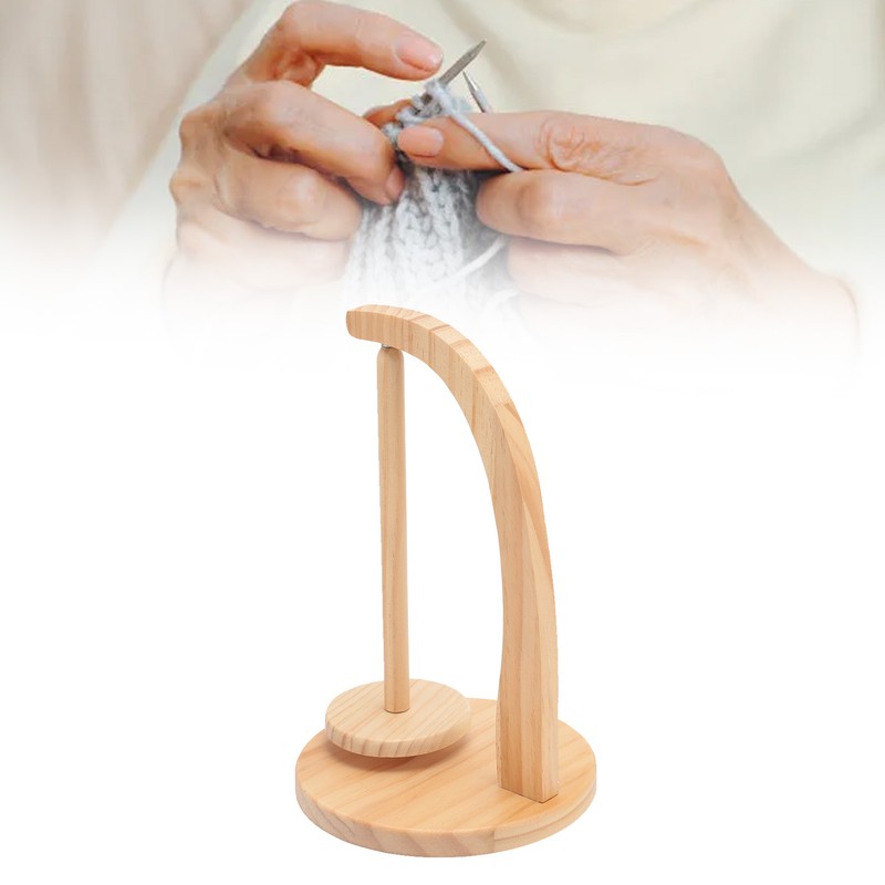 Yarn Holder Easy Installation Stable Structure Rotatable Wooden Yarn Ball