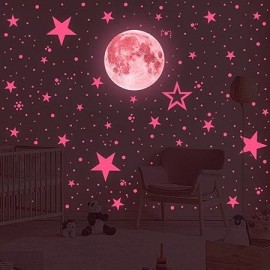 Glow in The Dark Stars and Moon Stickers for Ceiling, Luminous Wall Decals Decor