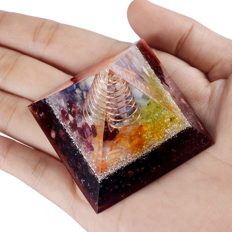 Nupuyai Garnet Healing Crystal Pyramid for Protection, Chakra Energy Crystal