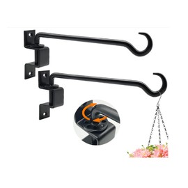 Partslety 2 Pack Swivel Plant Hanger Brackets, Wall-Mounted Bird Feeder Hanger, Heavy Duty Plant Hanging Hook Bracket for Flowers Baskets Pots Lanterns Wind Chimes 12 inches Black