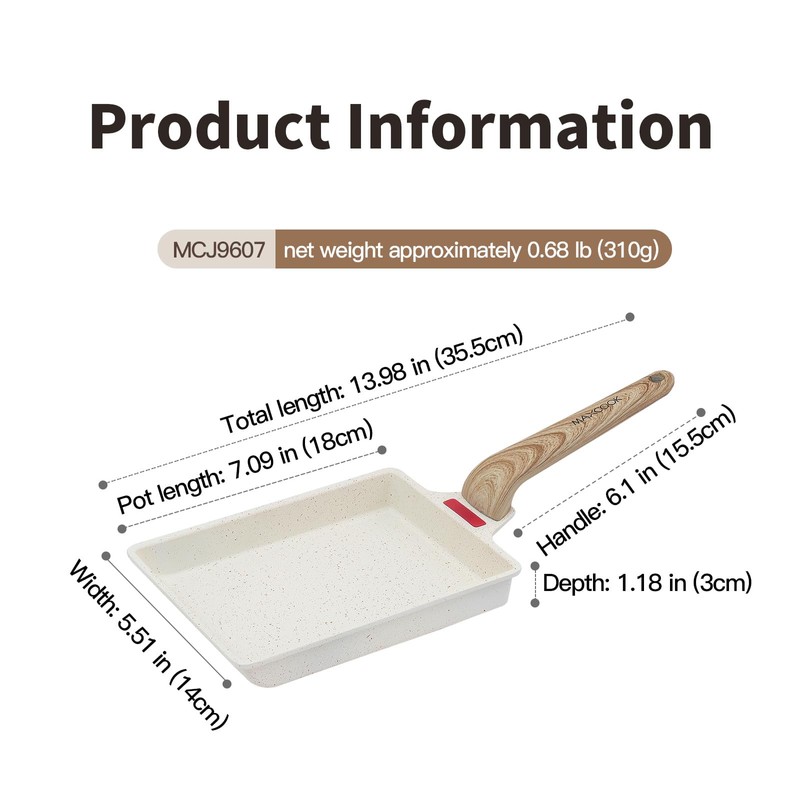 MAXCOOK Small Egg Pan Tamagoyaki Pan Nonstick Japanese Omelette Pan
