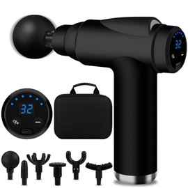 BUOAZR Massagepistole, Mini Muskel Massage Pistole mit 32 Geschwindigkeiten bis zu 3500U/min und 6 Massageköpfen, Elektrisches Massagepistole mit LCD-Bildschirm zur Körper Muskel Massage Entspannen