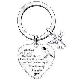 SDOFY Robin Memorial Gifts When You See A Robin Flying from Above Know That It's A Loved One Keyring Bereavement Remembrance Gifts for Loss of Mum Dad Grandma Friend