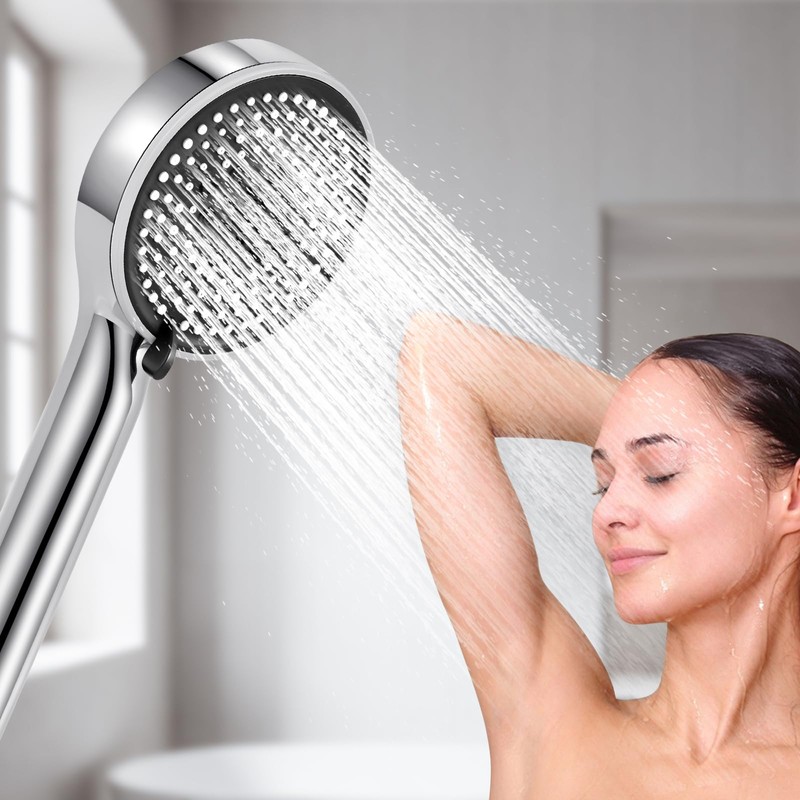 Netinpeater Universal Shower Head, Hand Shower with 5 Jet Types,