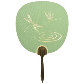 Shiomidan Fan, Made in Japan, Uchiwa, Autumn Sky (Green), One Side Openwork 2181, 9.4 x 14.6 inches (24 x 37 cm)