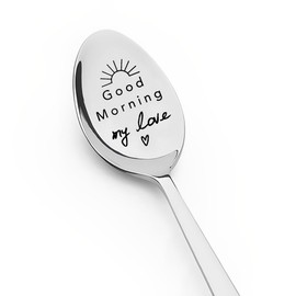 Coffee Spoons Gifts for Husband Boyfriend Anniversary Bday Gifts for Girlfriend Wife Good Morning My Love Spoon Engraved Gifts for Best Friend Friendship Christmas Birthday Gifts