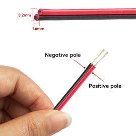 URCIANOW 22AWG 0.2mm² 2 Core Tinned Copper Cable (30m) - Red/Black Flexible 12V/24V Wire for LED Strips, DIY Electronics