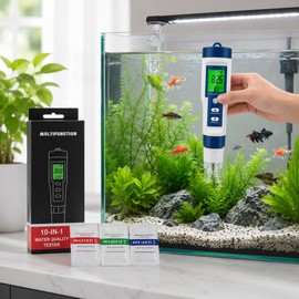 10-in-1 Water Quality Tester for Aquariums & Pools – Digital pH, TDS, EC, Salinity & Temperature Meter