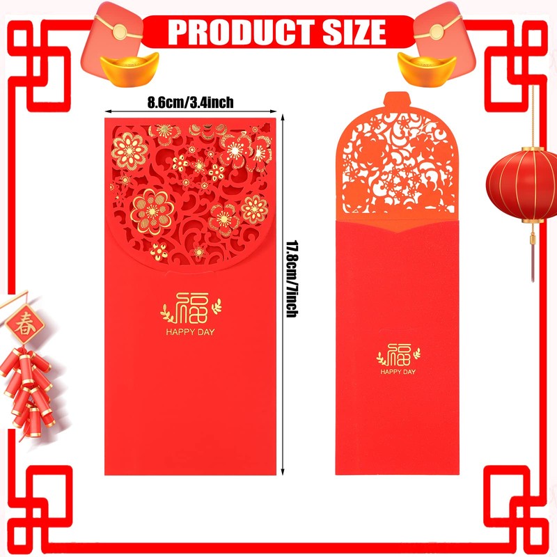 50 Pieces Chinese New Year Red Envelopes Hong bao 2023