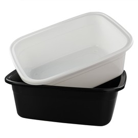 Fiazony 2-Pack Multi Purpose Washing Basin, Plastic Wash Tub, 18 QT Dish Pan (Black, White)