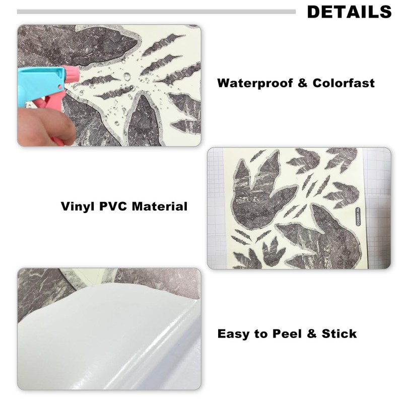 Lilac 2 Sheets Glow in The Dark Dinosaur Footprint Wall